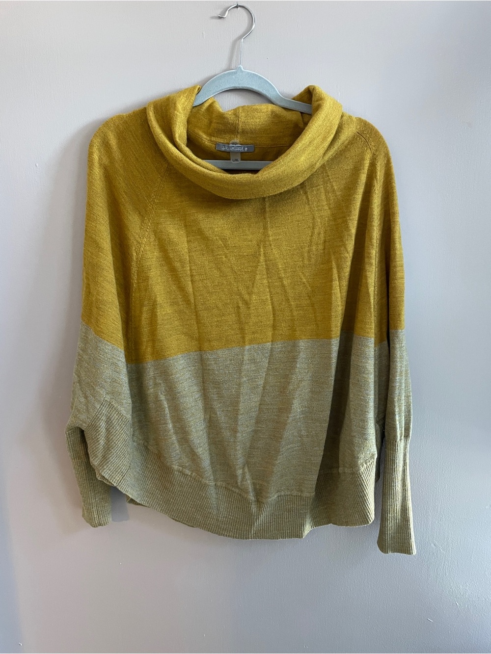 Smartwool Colorblock Sweater/Poncho - Mustard and Tan